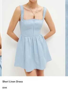Reformation Sheri Linen Mini Dress Blue Size 10 NWT
